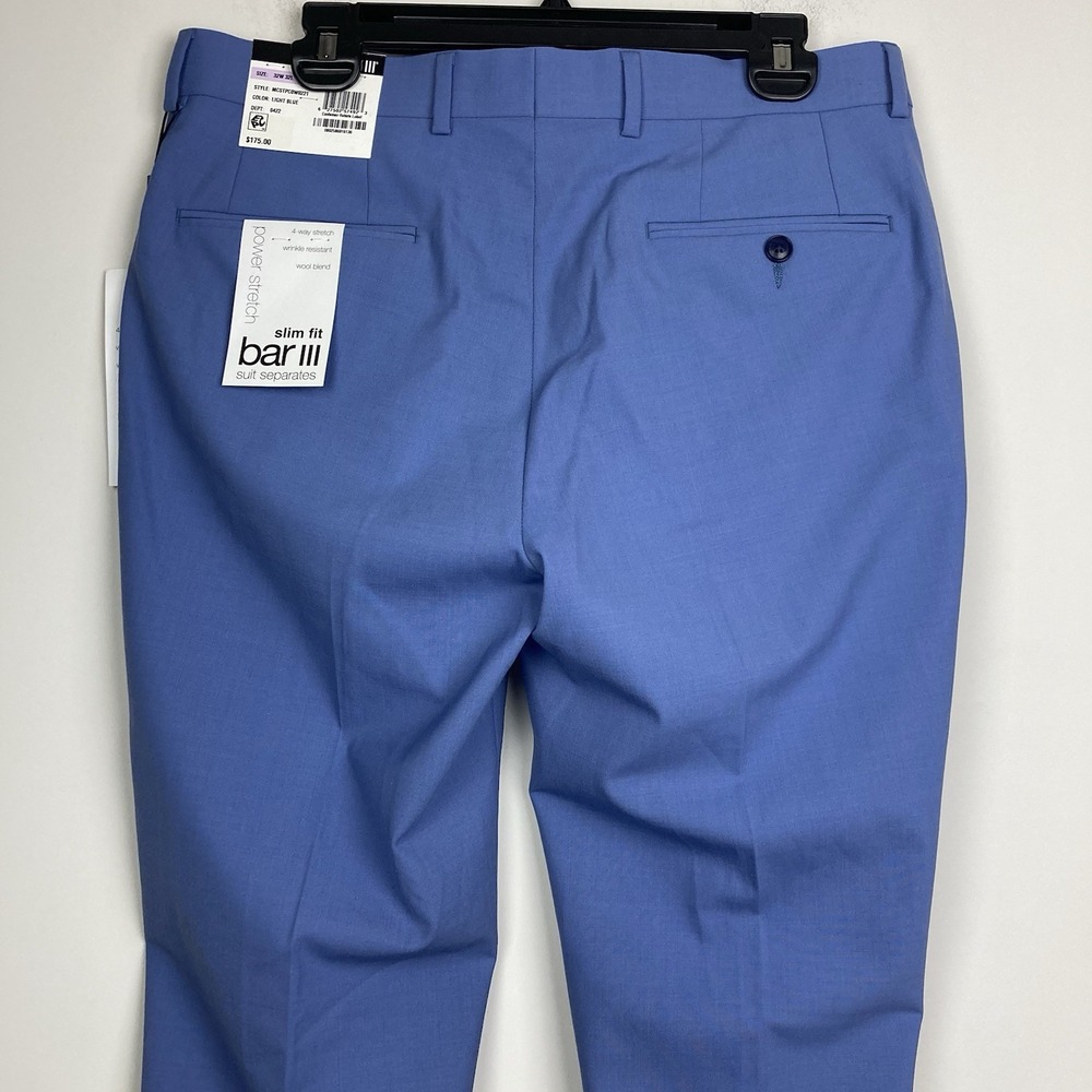 Bar III‎ Mens Slim fit Dress Pants 32Wx32L Blue Solid Wool Blend E111699 - Picture 11 of 11